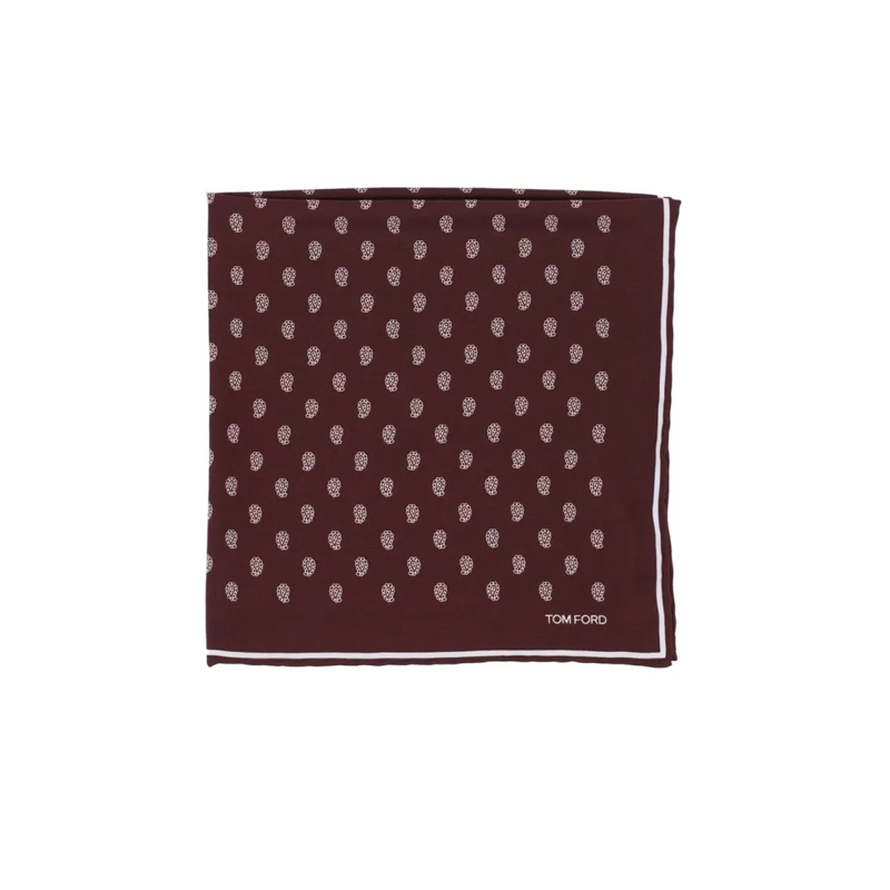 Tom Ford Lichtgewicht Sjaal All-Over Print Pocket Square – Dark Red Burgundy
