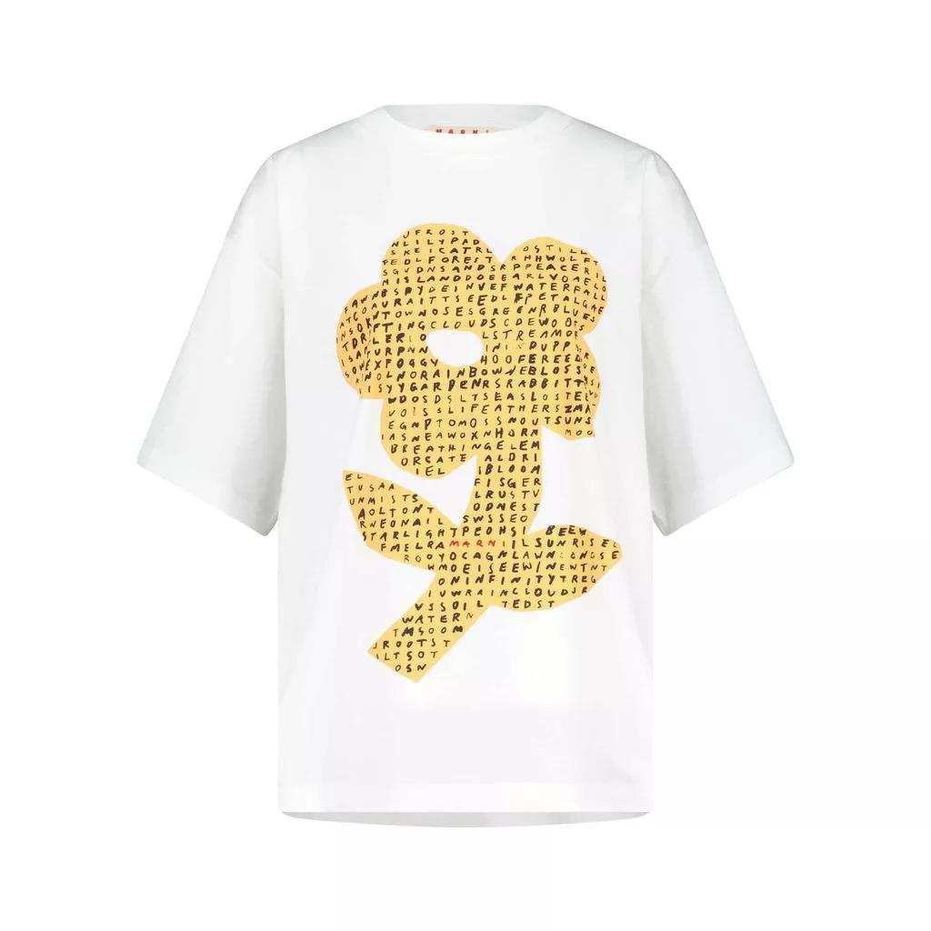 Marni - T-Shirt mit Blumenmotiv - Größe 36 - white