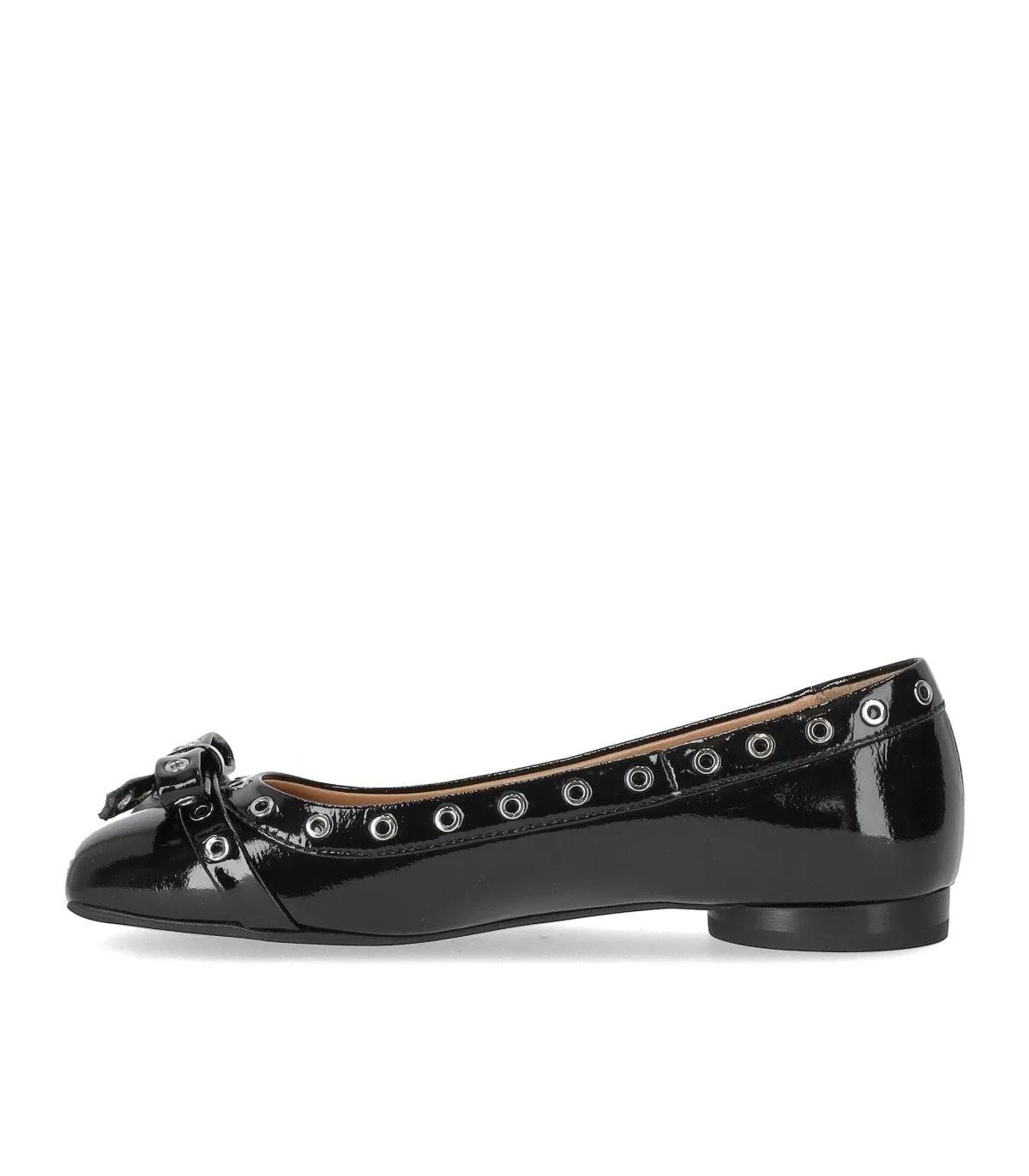 Thumbnail - GANNI Loafer - Eyelets Bow Ballerina Naplack - Gr. 38 (EU) - in Schwarz - für Damen