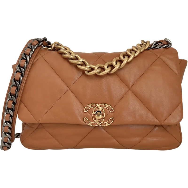 Chanel Tote Chanel 19 Flap Bag Medium, glossy lambskin leather braun