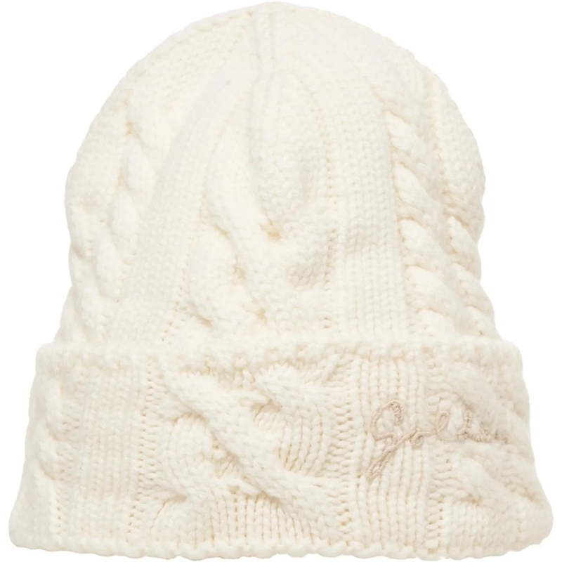 Golden Goose  Beanie with cable knit pattern 'Dee' weiß