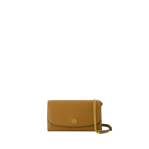 Tory Burch Schultertasche Robinson Wallet On Chain - Leather - Neutral Brown