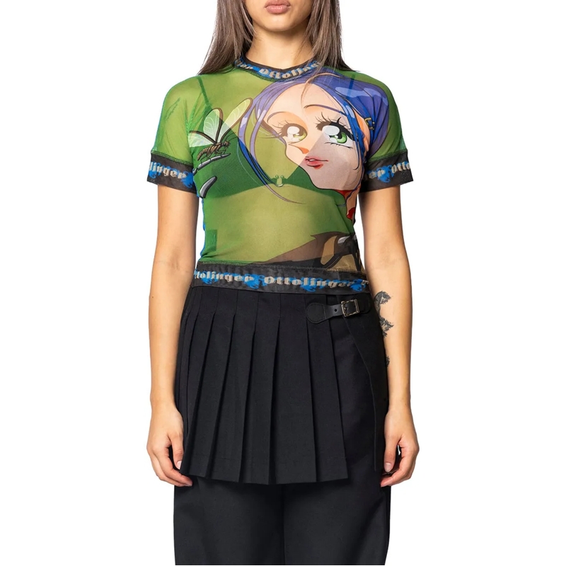 Ottolinger T-Shirt MESH T-SHIRT PRINT GREEN grün