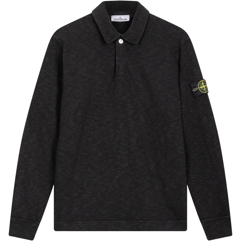 Stone Island T-Shirt Knit polo shirt with logo schwarz