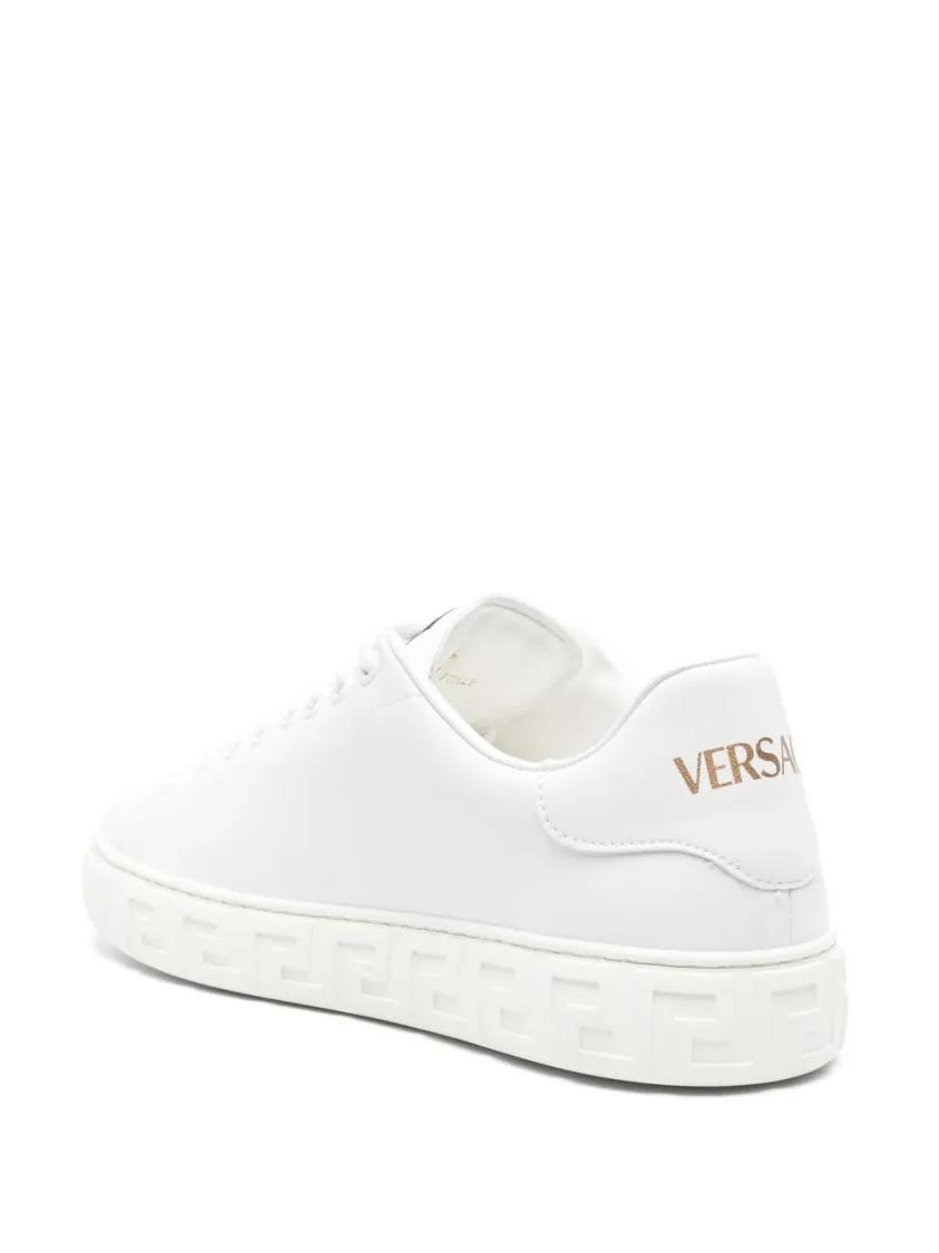 Thumbnail - Versace Low-Top Sneaker - Greca-Embossed Leather Sneakers - Gr. 35 (EU) - in Weiß - für Damen