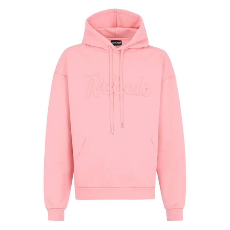 Dsquared2  Soft Pink Drawstring Hoodie With Pouch Pocket Pink