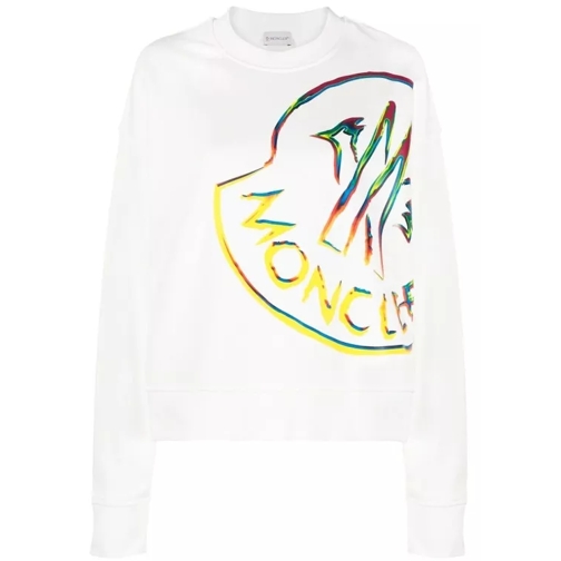 Moncler Cotton Logo Sweatshirt White Sweatshirts