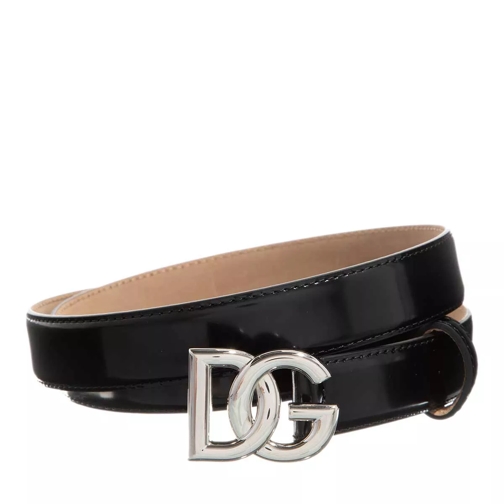 Dolce&Gabbana Patent Leather Logo Belt Black Ledergürtel