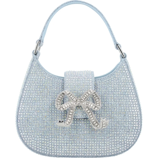 Self Portrait Tote BLUE RHINESTONE DENIM CRESCENT BAG blau