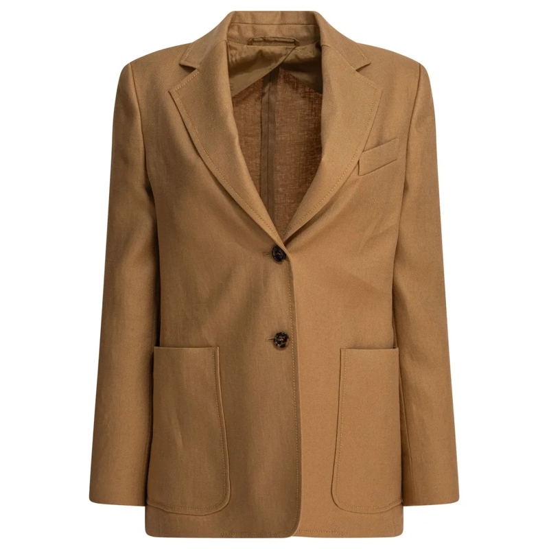 Max Mara Blazer Single-Breasted Linen Blazer Brown