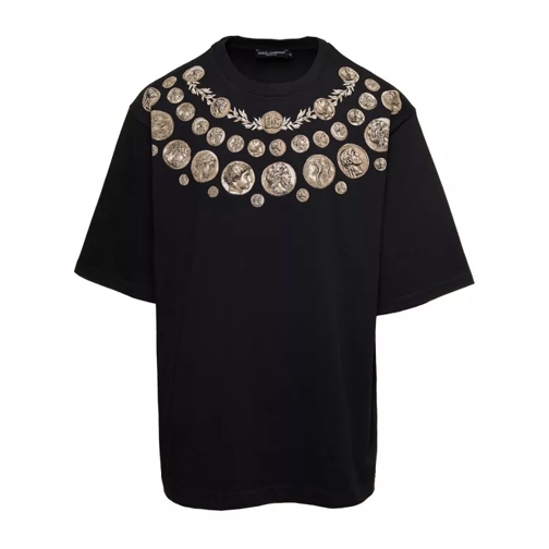 Dolce&Gabbana Black Oversized T-Shirt With 'Monete' Print Detail Black 