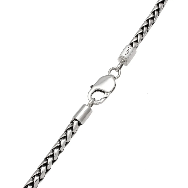 Kuzzoi Mittellange Halskette Halskette Herren Zopfkette Oxidiert Massiv 925 Sil silber(Image 5)
