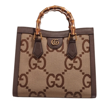 Jumbo GG mini tote bag in camel and ebony GG canvas