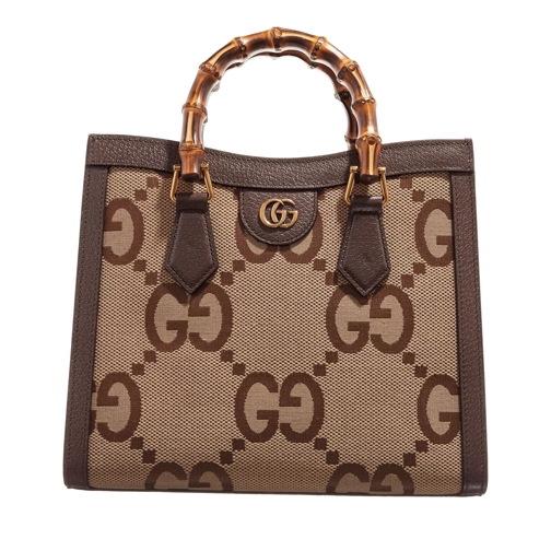 Gucci Diana Jumbo GG Small Tote Bag Camel Ebony/New Acero Rymlig shoppingväska
