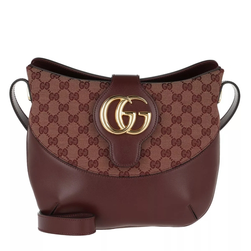 Gucci Arli GG Medium Shoulder Bag Leather Beige/Bordeaux Crossbody Bag