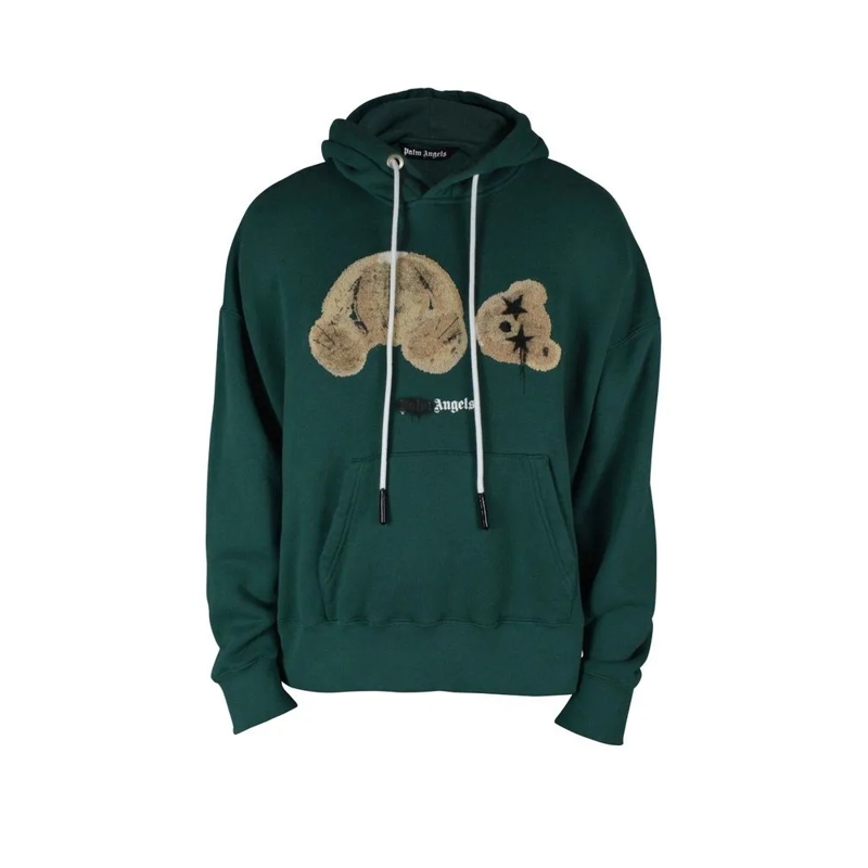 Palm Angels  Fir Green Hooded Sweatshirt Black