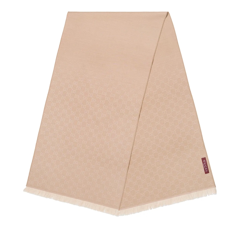 Gucci Wollen Sjaal Supreme Embroidered Wool Scarf Beige