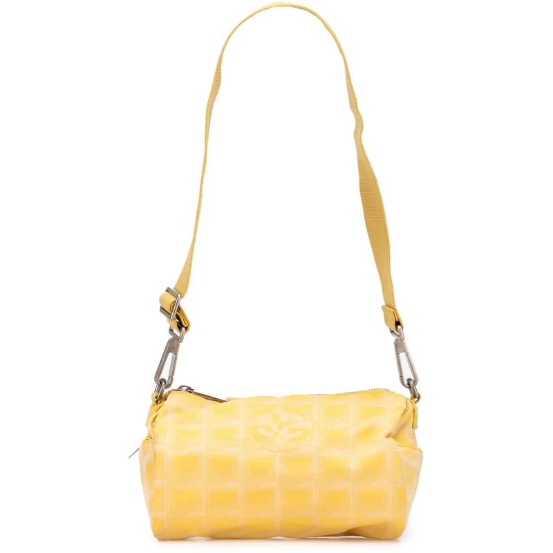 Chanel Schultertasche New Travel Line Nylon Barrel Shoulder Bag gelb