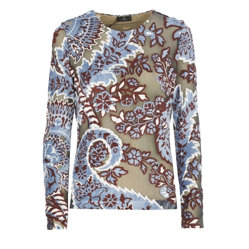 Etro Tulle Top With Print Multicolor Topjes met lange mouwen