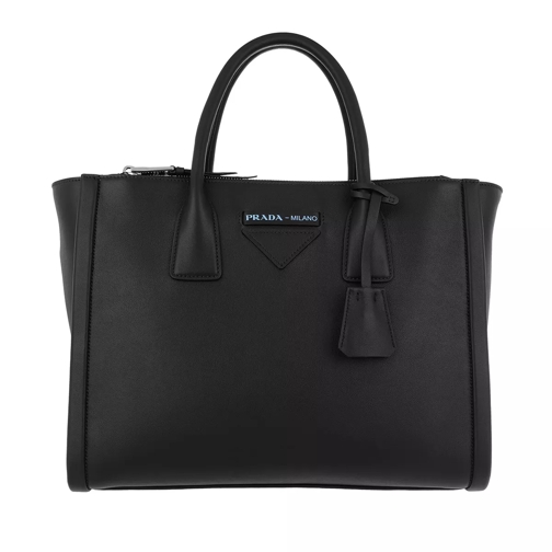 Prada Concept Handle Bag Leather Black Draagtas