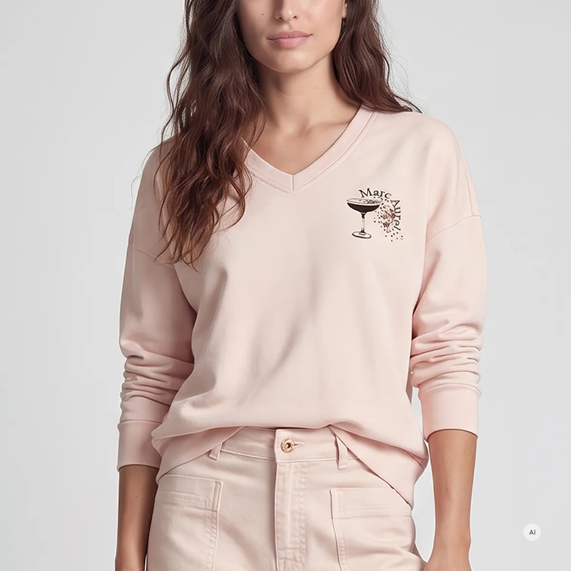 Marc Aurel Sweatshirt Shirt- mit Stickung und Strasssteile- mit Druck rose(Image 3)