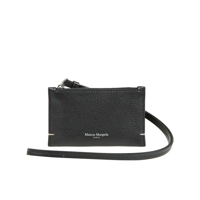Maison Margiela Clutch Zipped Card Holder With Strap Black