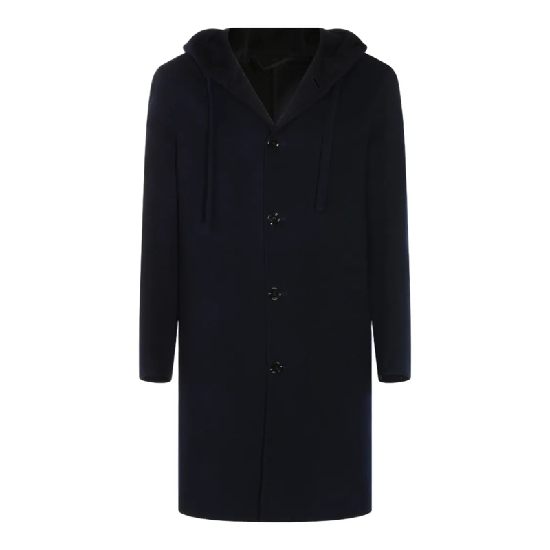 Lardini Bontjassen Hooded Coat With Button-Up Front Black
