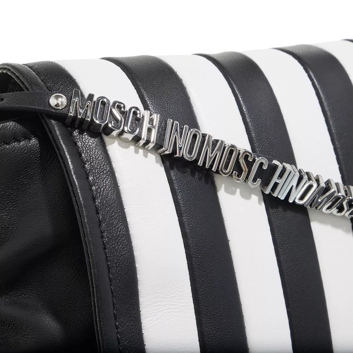 Moschino Pochettes Stripes Mini Lettering Shoulder Bag in wit