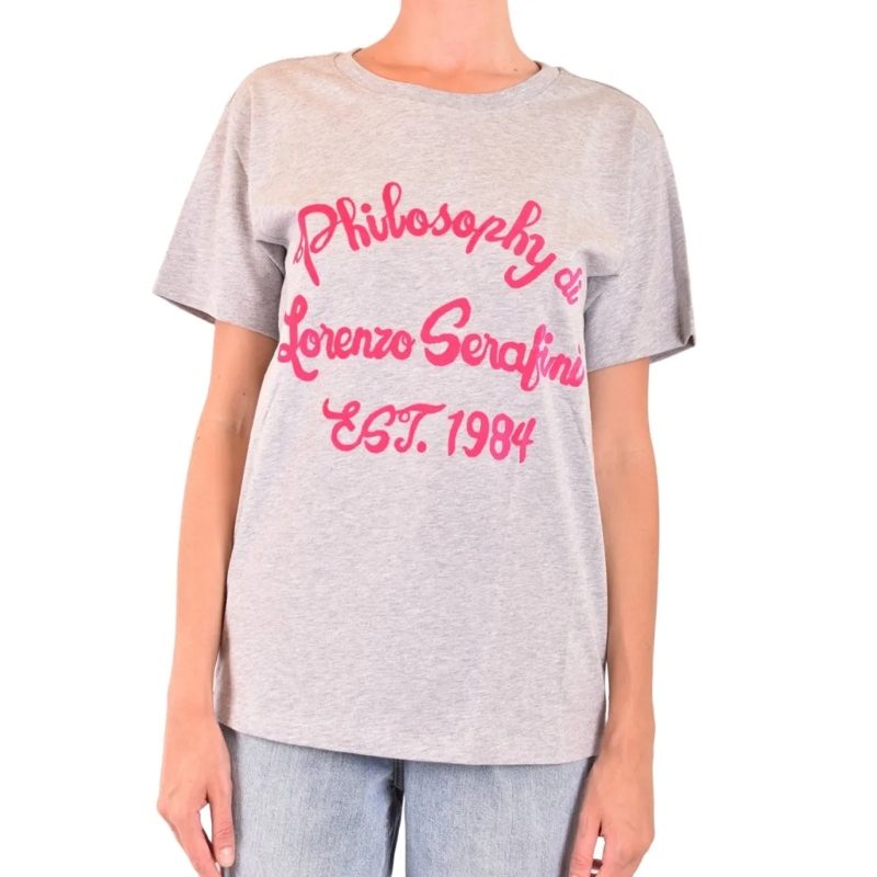 Philosophy Di Lorenzo Serafini T-Shirt Short-Sleeved Crew Neck T-Shirt With Graphic Print White