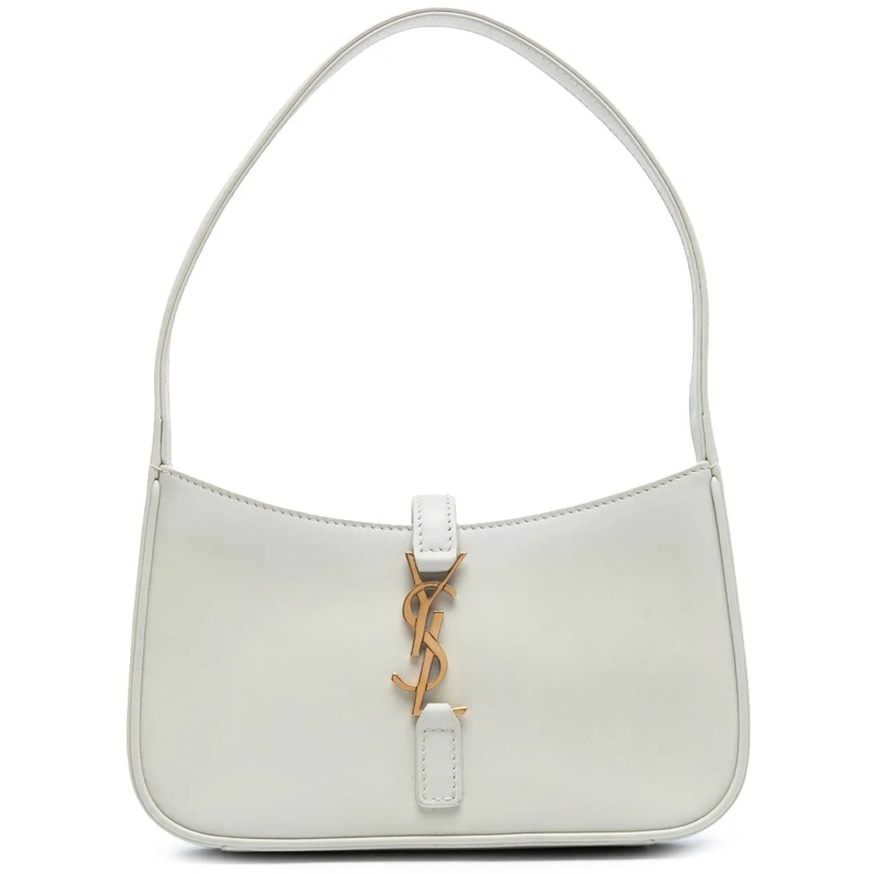 Saint Laurent Schultertasche Mini Smooth Calfskin Le 5 a 7 Hobo weiß