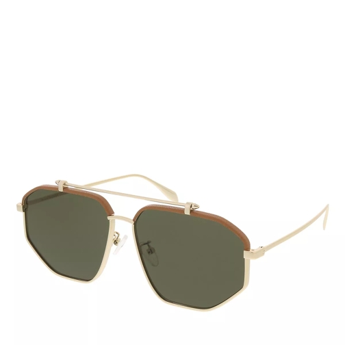 Alexander McQueen AM0337S-003 60 Sunglass Unisex Metaltal Gold-Gold-Green Sunglasses