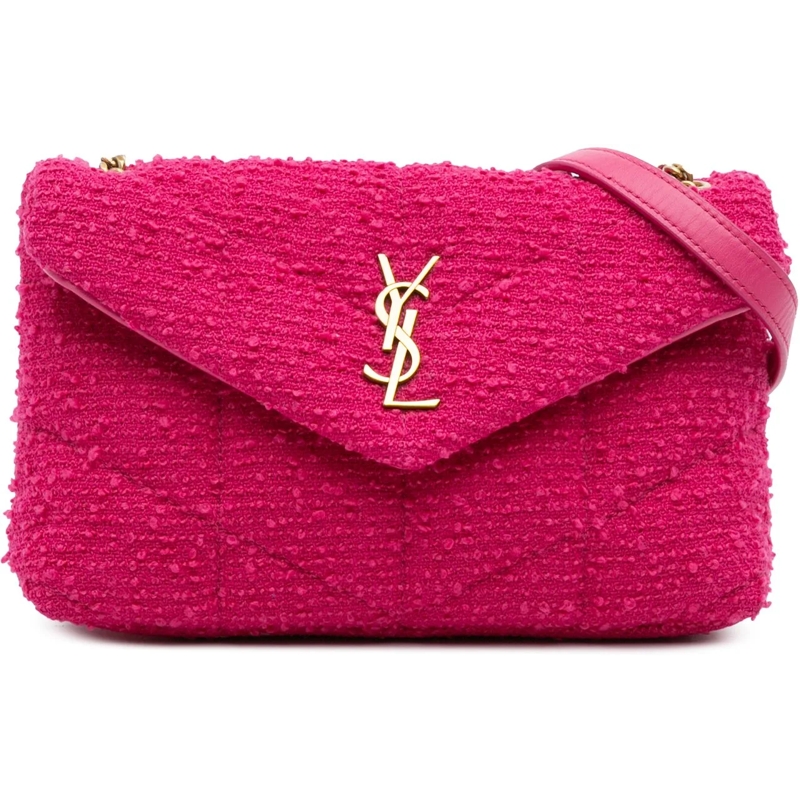 Saint Laurent Sac à bandoulière Toy Boucle Tweed LouLou Puffer Crossbody rose
