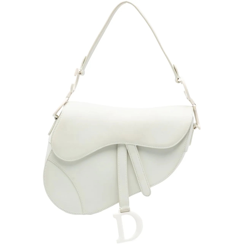Christian Dior Schultertasche Ultra Matte Calfskin Saddle Bag weiß