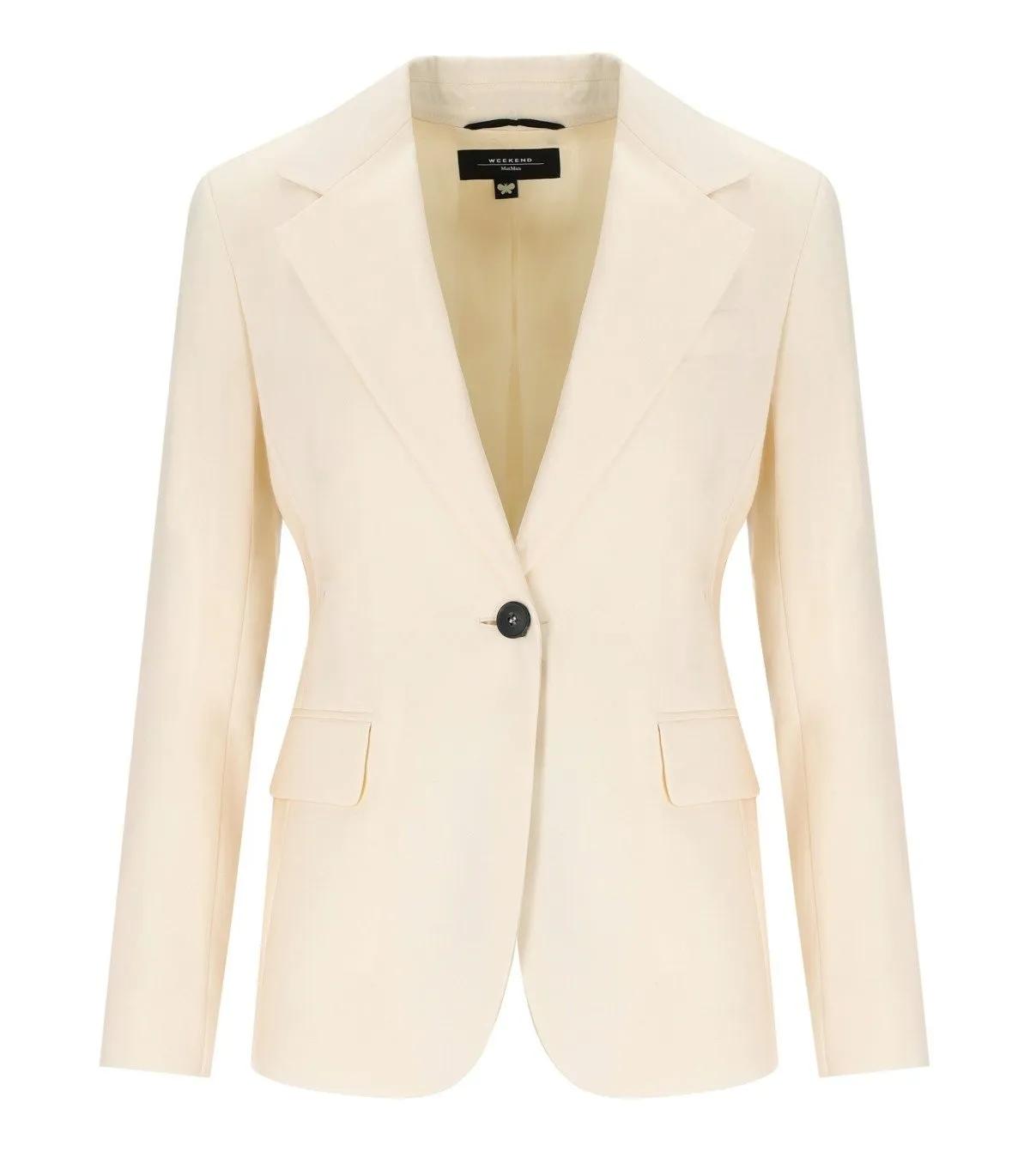 WEEKEND Max Mara - CREMEWEIßER LAMINE BLAZER MAX MARA WEEKEND - Größe 38 - weiß