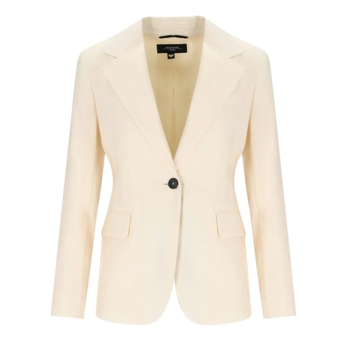 WEEKEND Max Mara  CREMEWEIßER LAMINE BLAZER MAX MARA WEEKEND weiß