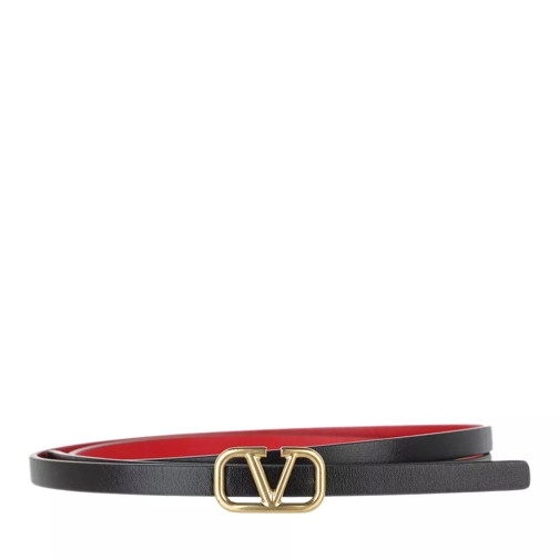 Valentino Garavani Reversible V Logo Signature Belt Calfskin Black Dunne Riem