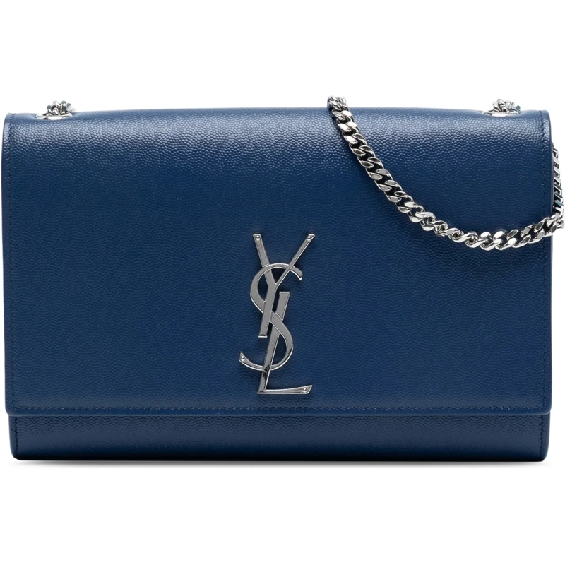 Saint Laurent Schultertasche Medium Grain De Poudre Monogram Kate Crossbody blau