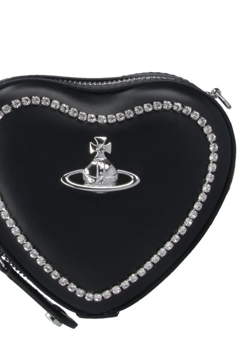 Vivienne Westwood Hobo bags Heart Bag With Strass – Black in zwart
