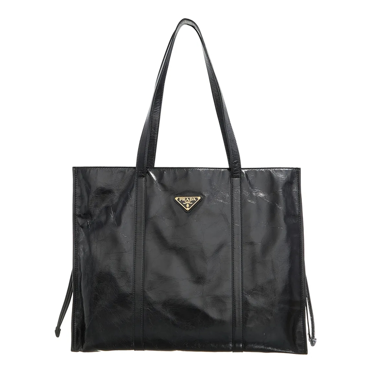 Prada Shopper Leather Shopping Bag Nero