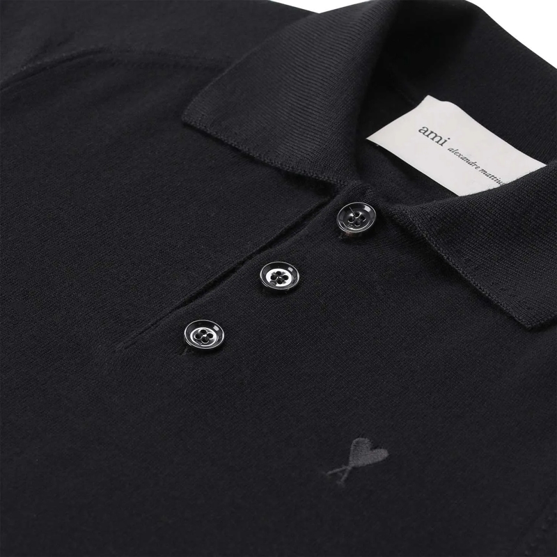 AMI Paris Poloshirt Poloshirt aus Merinowolle schwarz(Image 4)