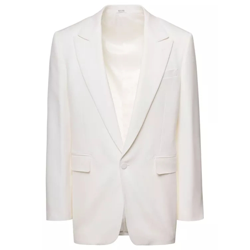 Alexander McQueen White Single-Breasted Jacket With Notched Revers I White 
