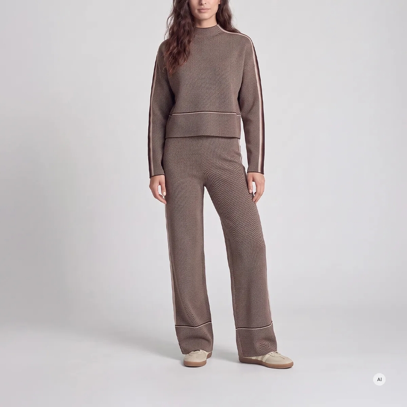 Marc Aurel  Pullover- eingestrickte Streifen-Details- Seite braun(Image 2)
