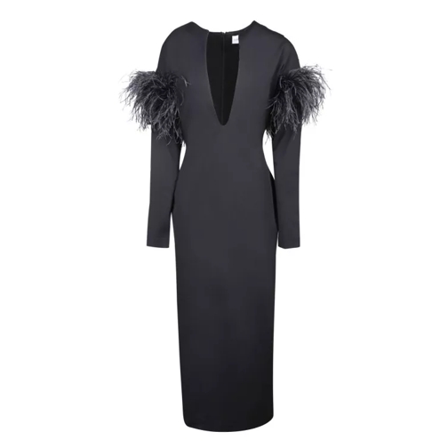 16Arlington Feather Midi Dress Black 