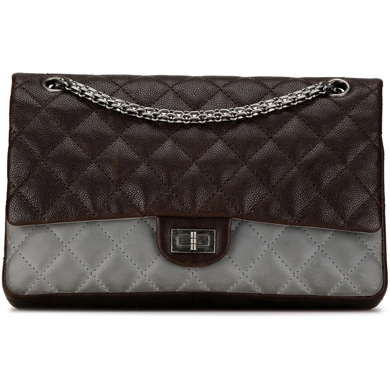 Chanel Schultertasche Caviar and Iridescent Calfskin Reissue 2.55 Double braun