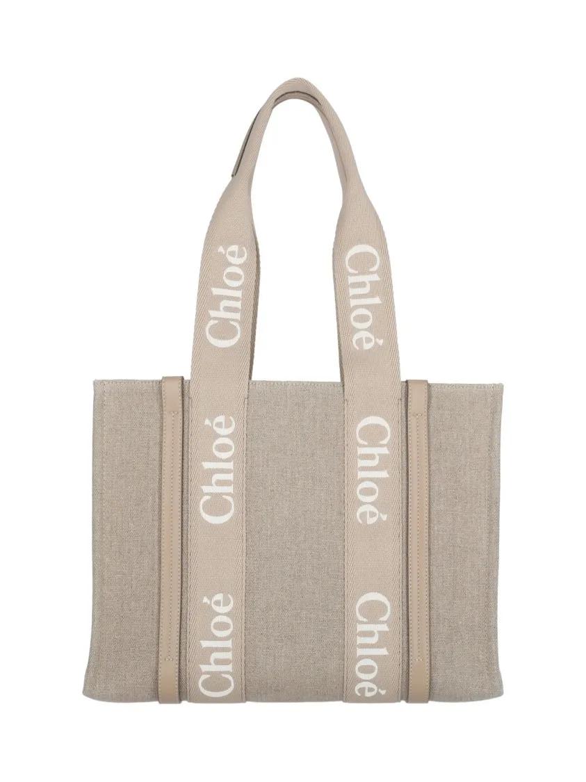 Chloé Shoppers & Totes "Woody" Tote Bag – Beige in beige