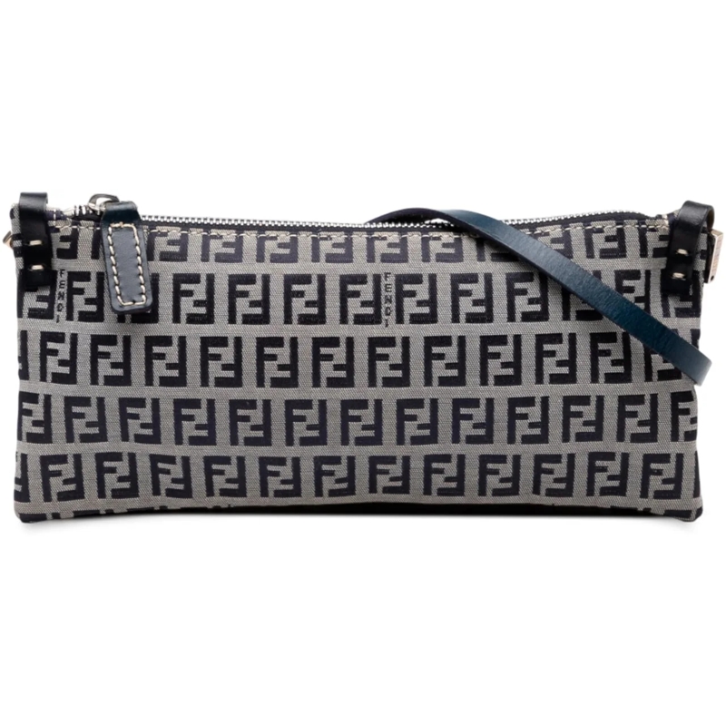 Fendi Schultertasche Zucchino Canvas Crossbody grau