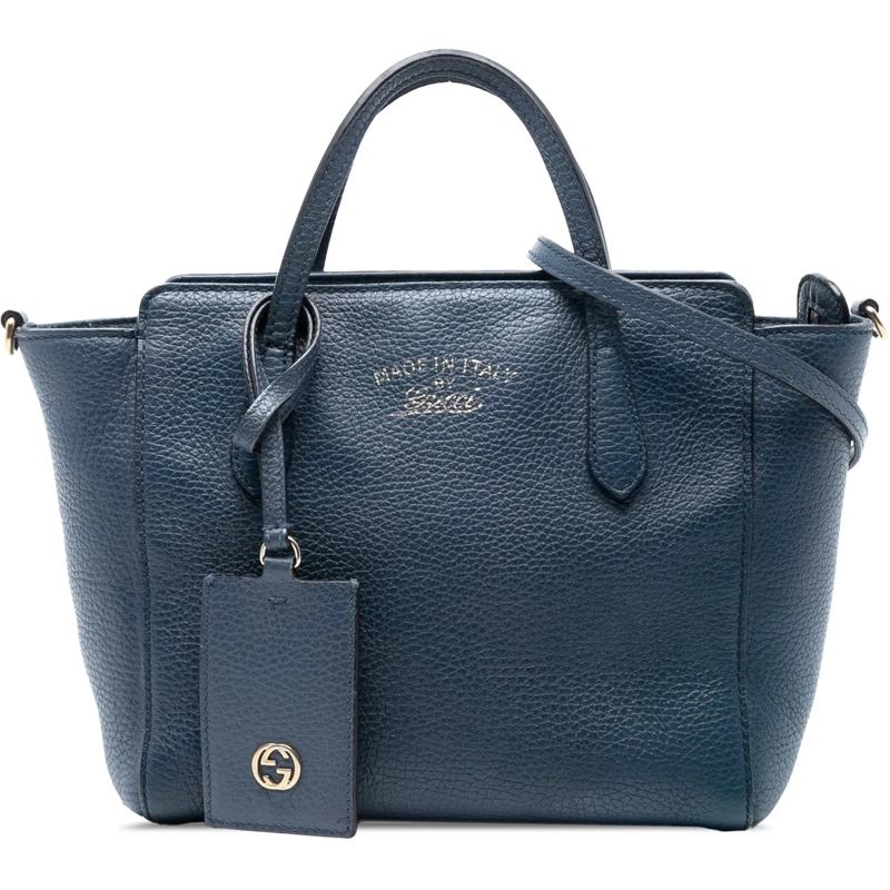 Gucci Schultertasche Mini Leather Swing Satchel blau