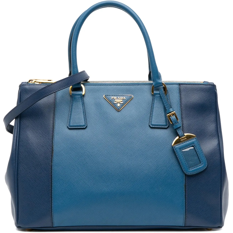Prada Sac à bandoulière Medium Bicolor Saffiano Lux Galleria Double Zip Sa blau