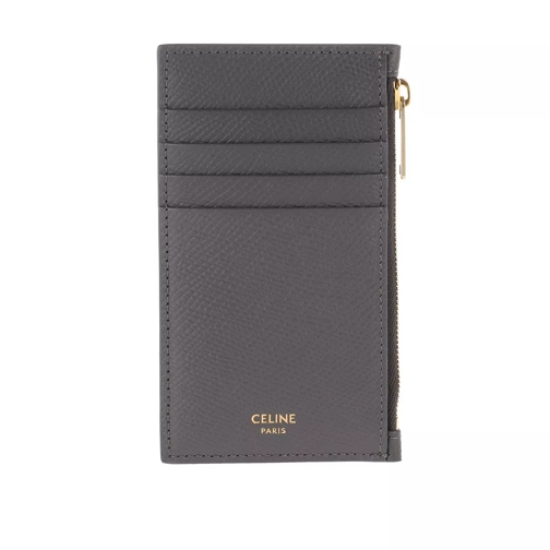 Celine Zipped Compact Card Holder Leather Grey Card Case