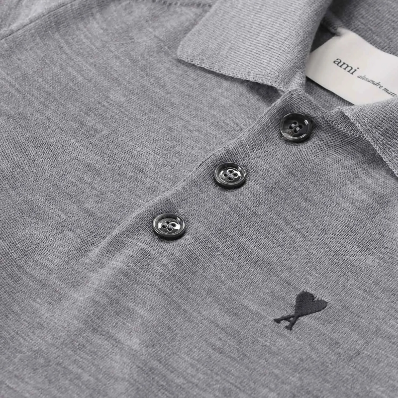 AMI Paris Poloshirt Poloshirt aus Merinowolle schwarz(Image 8)